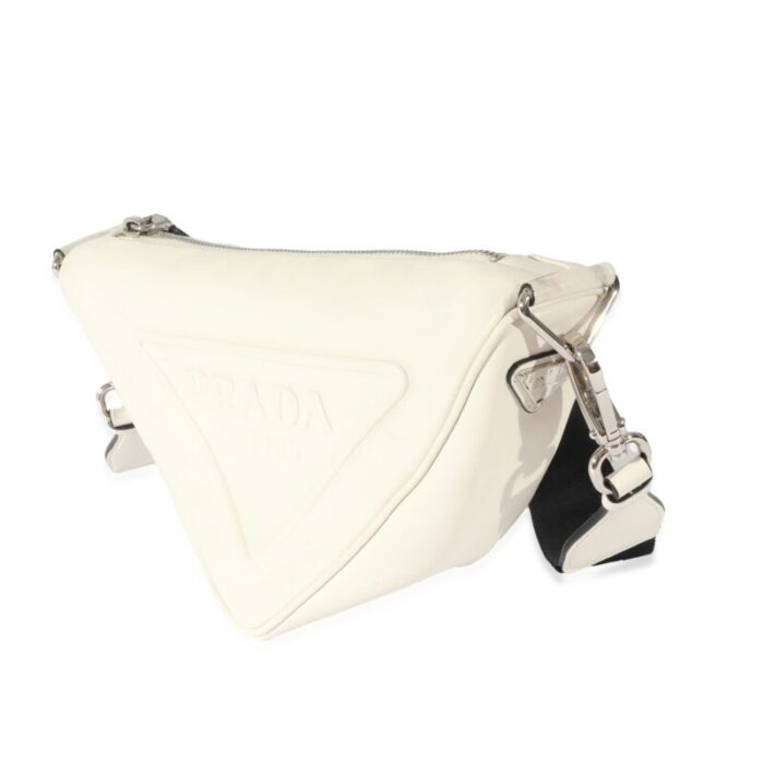 prada white leather triangle crossbody bag 6886