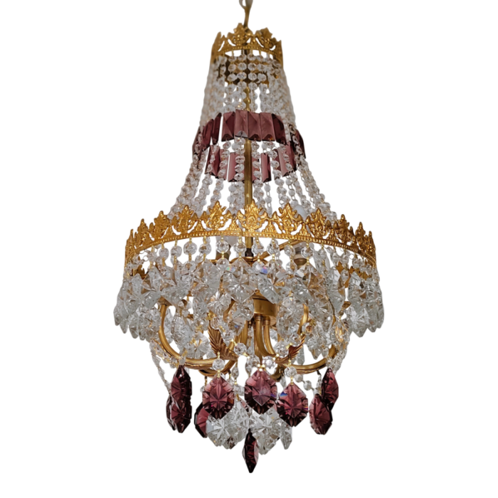 purple cut crystal chandelier 1960s 1126