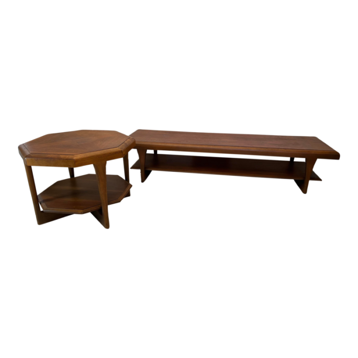 rare set adrian pearsall for lane two tiered walnut coffee table and octagon end table 8228