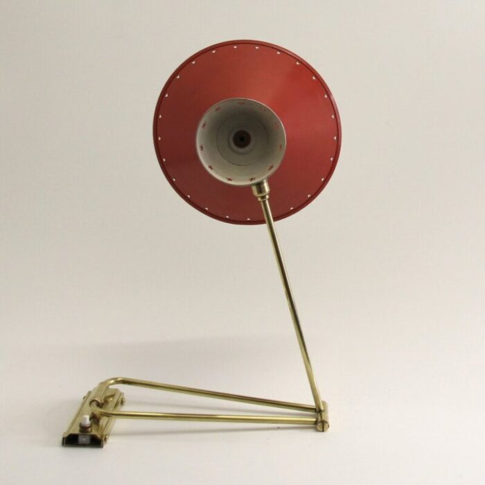 red diabolo articulated wall light by rene mathieu for lunel 1950s 10