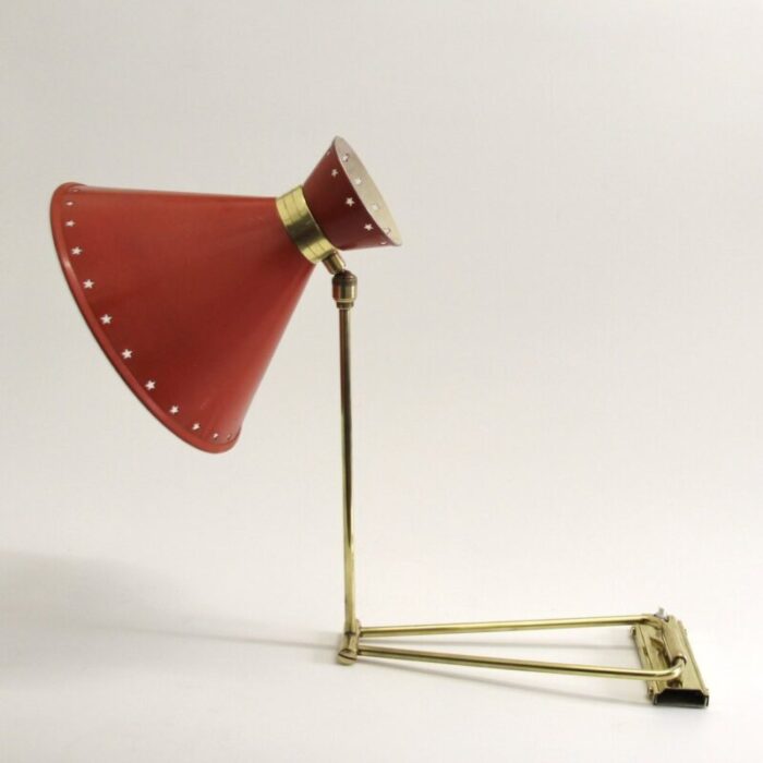 red diabolo articulated wall light by rene mathieu for lunel 1950s 12