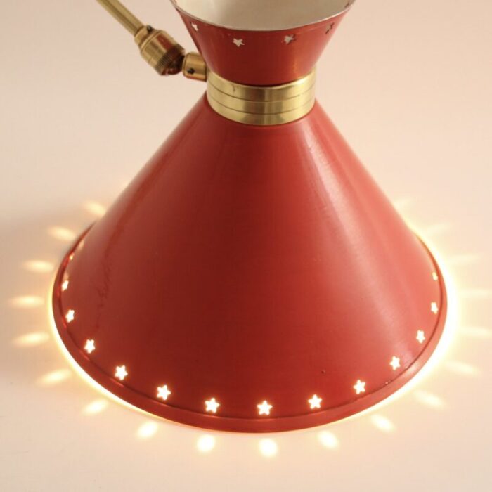 red diabolo articulated wall light by rene mathieu for lunel 1950s 2