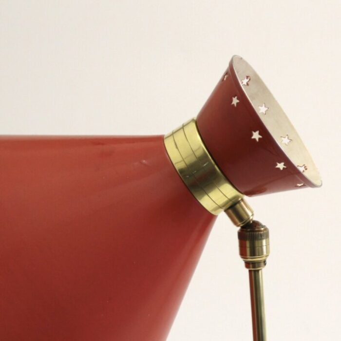 red diabolo articulated wall light by rene mathieu for lunel 1950s 5