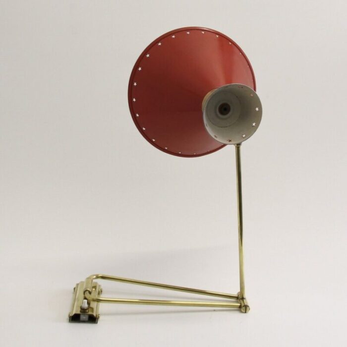 red diabolo articulated wall light by rene mathieu for lunel 1950s 8