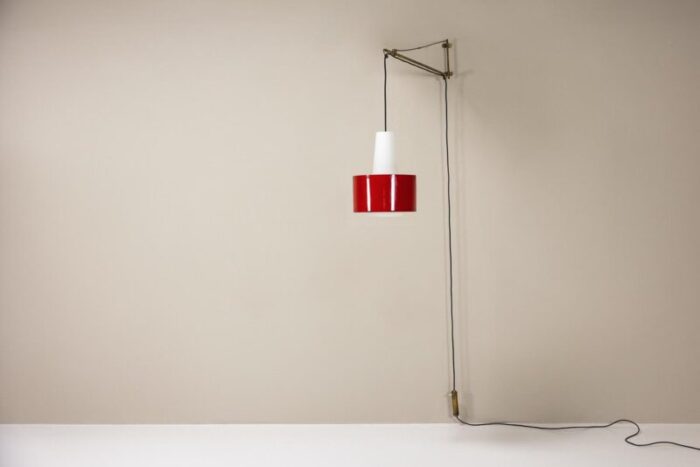 red wall lamp model 2601 by gaetano sciolari for stilnovo italy 1950s 3