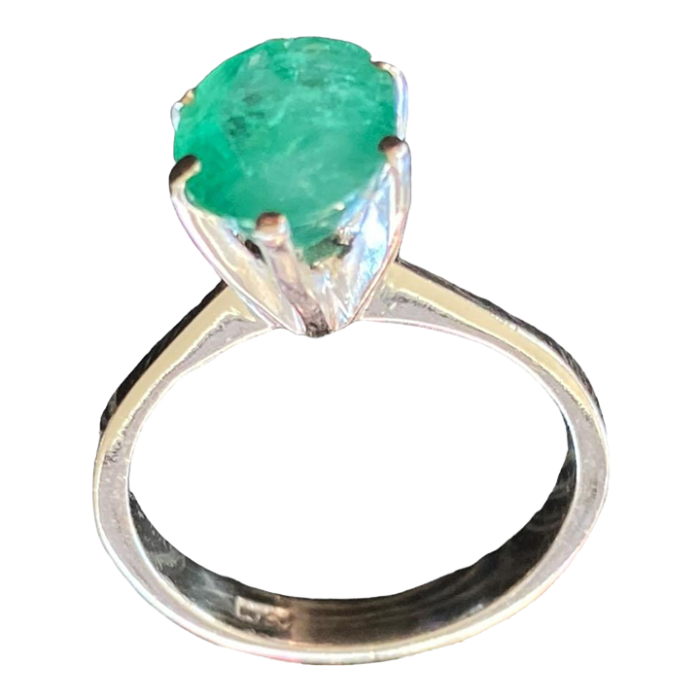 retro 18 k white gold emerald one stone ring size 5 4834