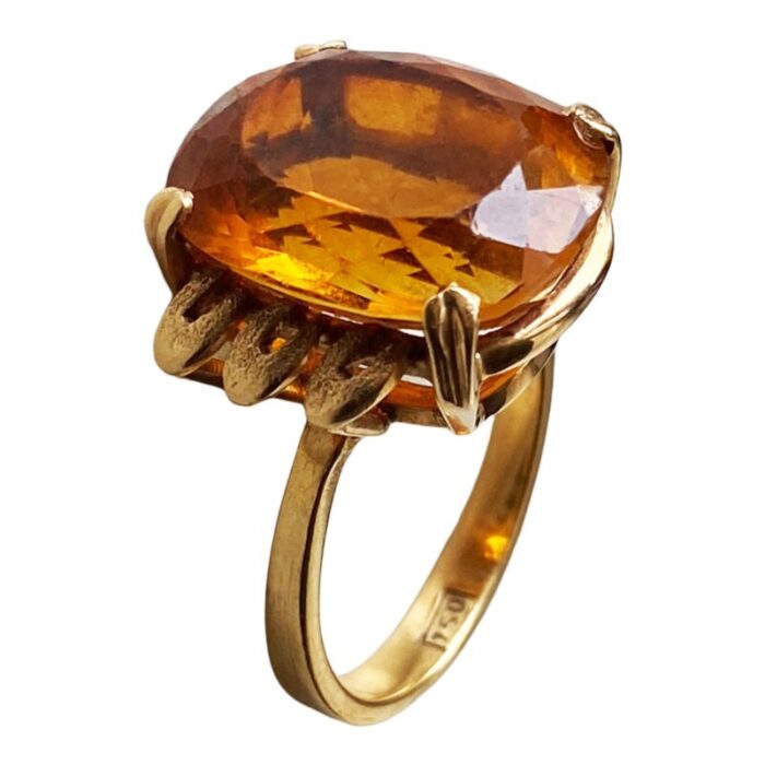 retro 18k gold imperial citrine brazilian quartz ring size 6 0126