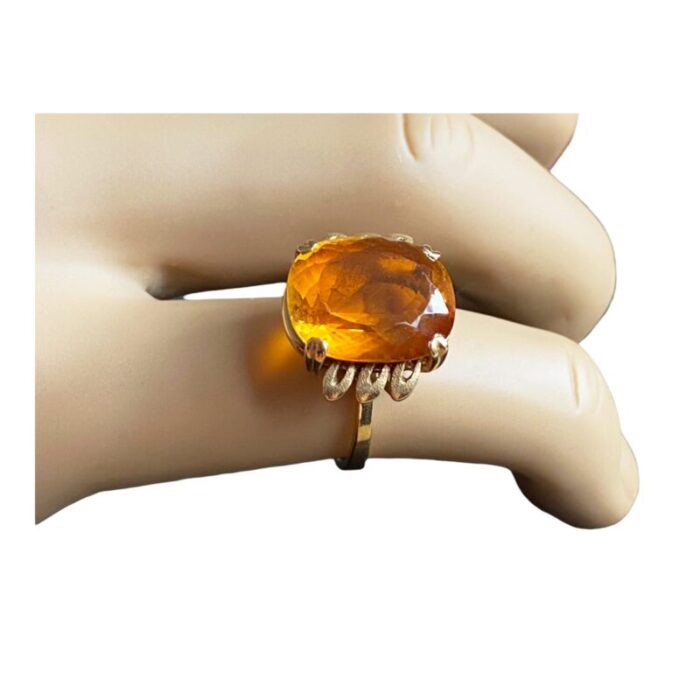 retro 18k gold imperial citrine brazilian quartz ring size 6 1760