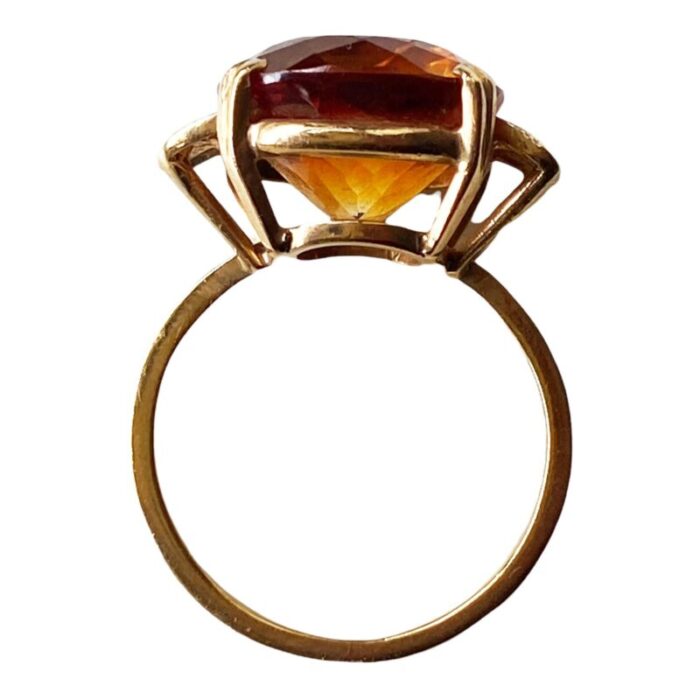 retro 18k gold imperial citrine brazilian quartz ring size 6 5003