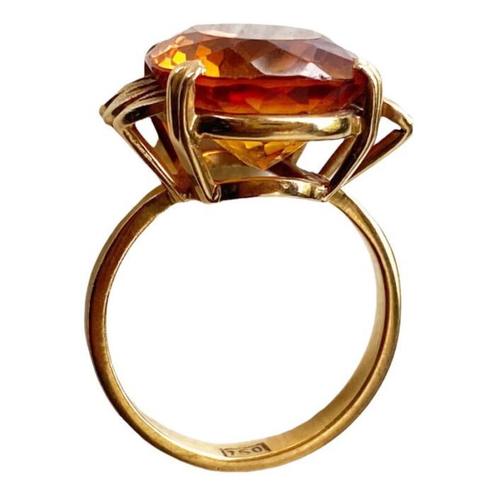 retro 18k gold imperial citrine brazilian quartz ring size 6 7109