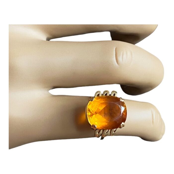 retro 18k gold imperial citrine brazilian quartz ring size 6 7385