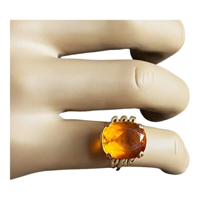 retro 18k gold imperial citrine brazilian quartz ring size 6 7993