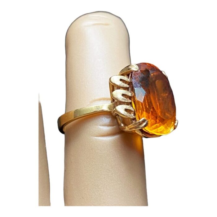 retro 18k gold imperial citrine brazilian quartz ring size 6 9634