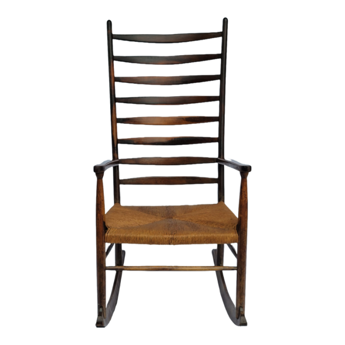 rocking chair mid 20th century patinated ladder back 6599