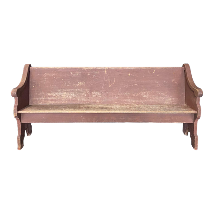 rustic 19th century americana church pew bench with original paint 6002