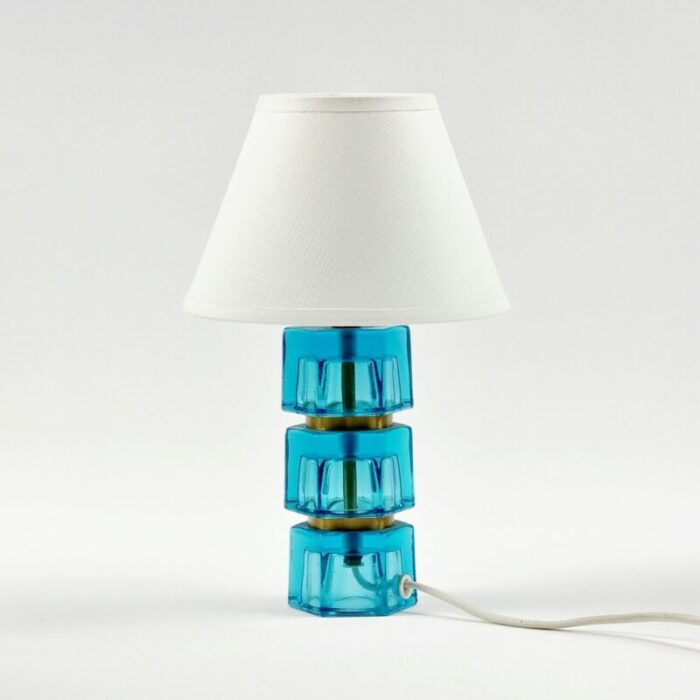 scandinavian glass and brass table lamp by carl fagerlund for orrefors 1960s 2