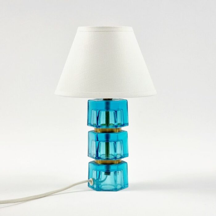 scandinavian glass and brass table lamp by carl fagerlund for orrefors 1960s 3