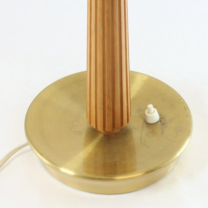 scandinavian modern beech and brass table lamp by hans bergstroem for asea 1950s 2