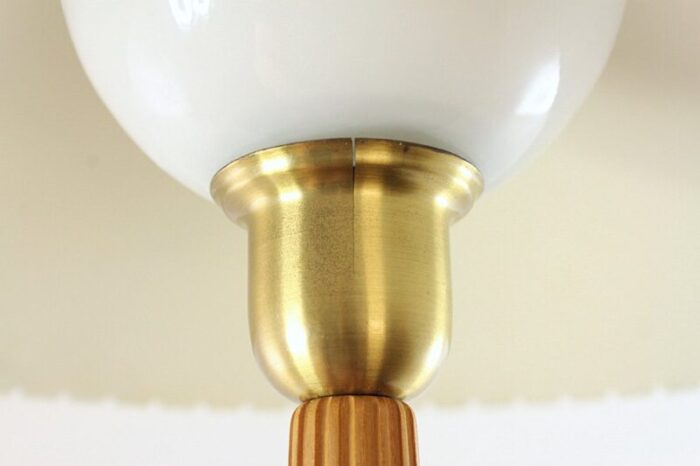 scandinavian modern beech and brass table lamp by hans bergstroem for asea 1950s 4