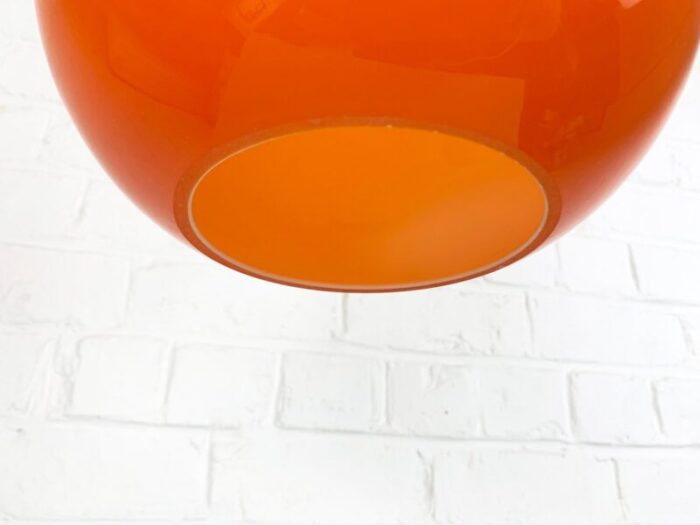 scandinavian pendant lamp in orange glass and teak by uno oesten kristiansson for luxus 1960s 9