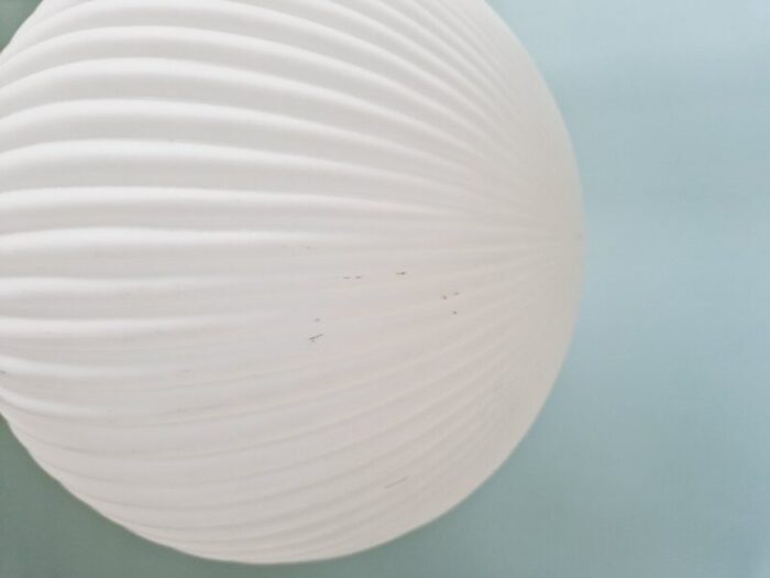 scandinavian pendant light in teak and white satin glass 1960s 11