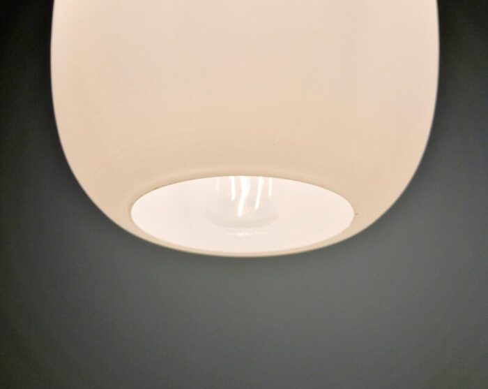 scandinavian pendant lights in white satin glass 1960s set of 2 10