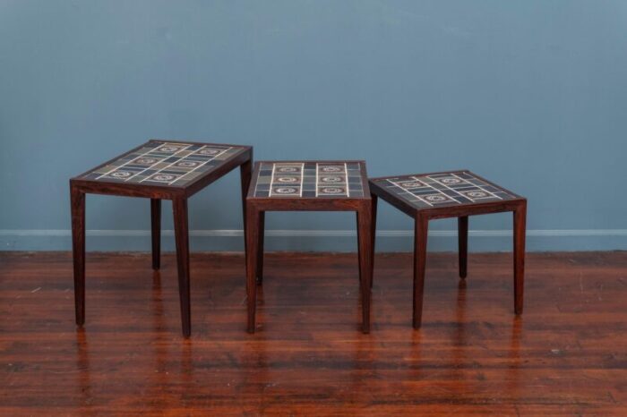 scandinavian rosewood nesting tables set of 3 1677