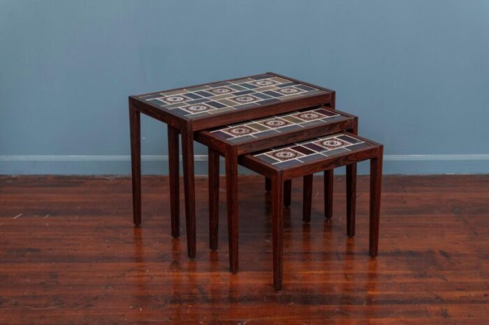 scandinavian rosewood nesting tables set of 3 8631