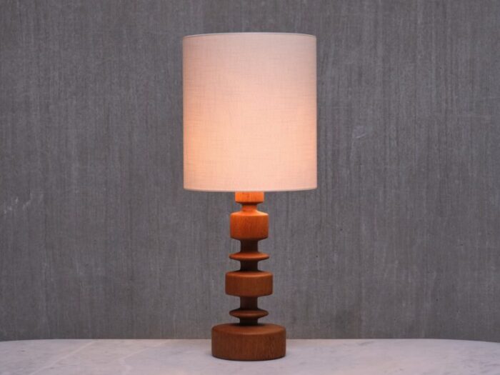 sculptural oak table lamp model 762 by hans bergstroem for atelje lyktan sweden 1960s 13