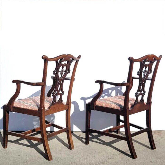 set eight english chippendale style honduras mahogany upholstered seat dining chairs 2111