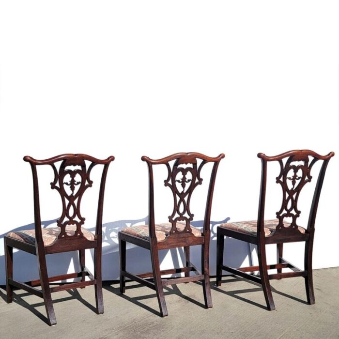 set eight english chippendale style honduras mahogany upholstered seat dining chairs 3954