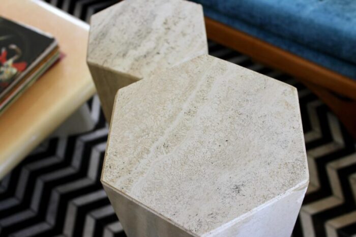 set of 2 vintage italian marble pedestals 5850