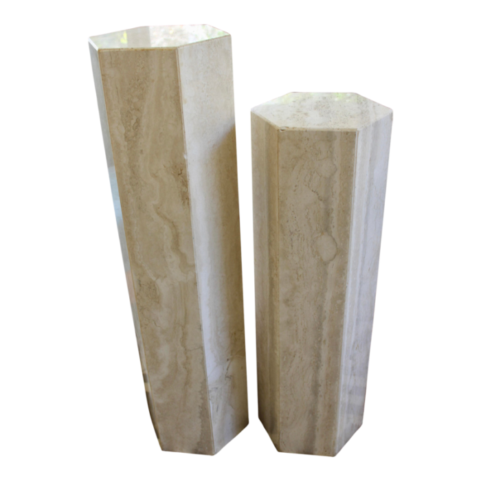 set of 2 vintage italian marble pedestals 9622