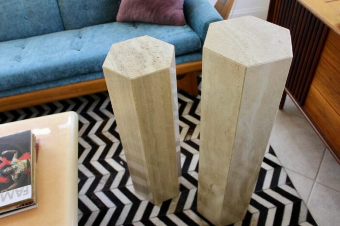 set of 2 vintage italian marble pedestals 9713