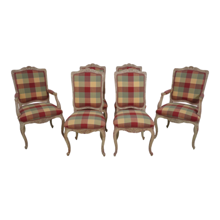 set of 6 french louis xv style dining chairs 7887