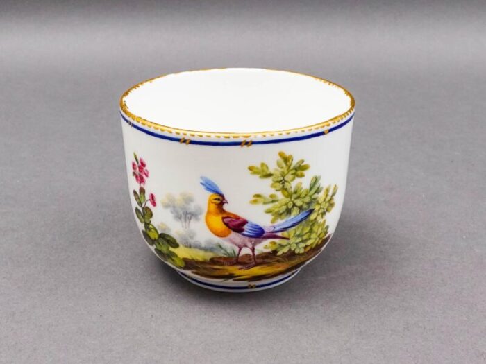 sevres francois joseph aloncle hand painted birds open sugar bowl cup circa 1772 7991