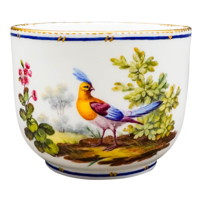 sevres francois joseph aloncle hand painted birds open sugar bowl cup circa 1772 9144