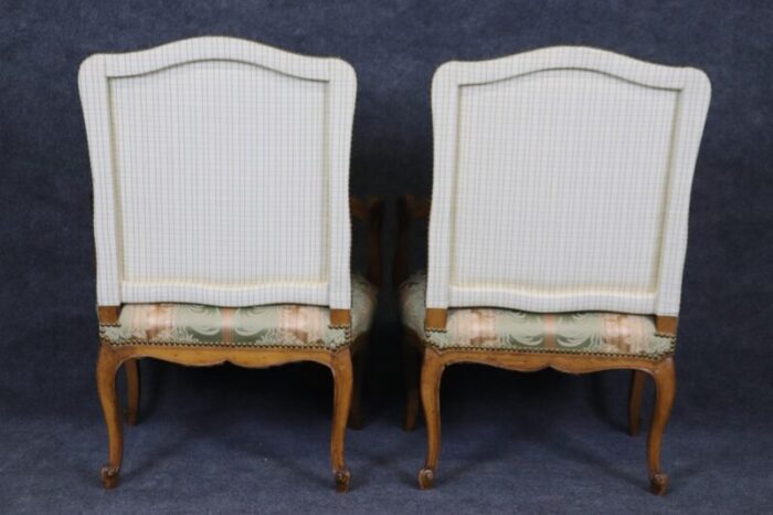 silk damask upholstered french louis xv style armchairs a pair 0188