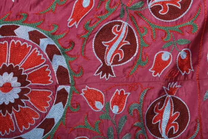 silk suzani table runner with pomegranate design 2473