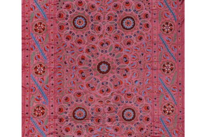 silk suzani wall decor uzbek textile art 8 x 99 8636