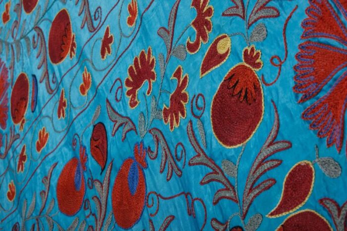 silk suzani with pomegranates wall hanging decor 85 x 10 2506