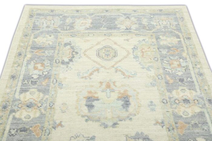 silver gray field multicolor handwoven turkish oushak rug 4 x 62 6440