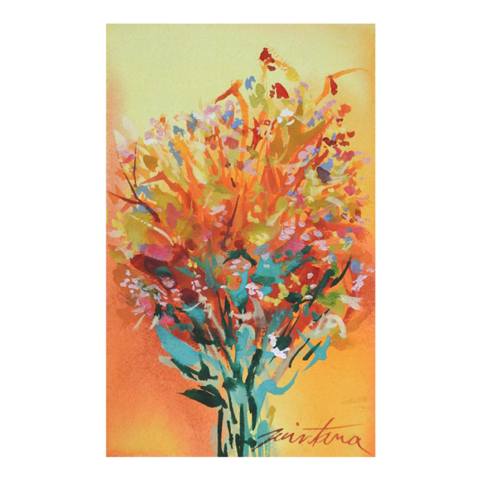 small contemporary bright floral watercolor painting 3521