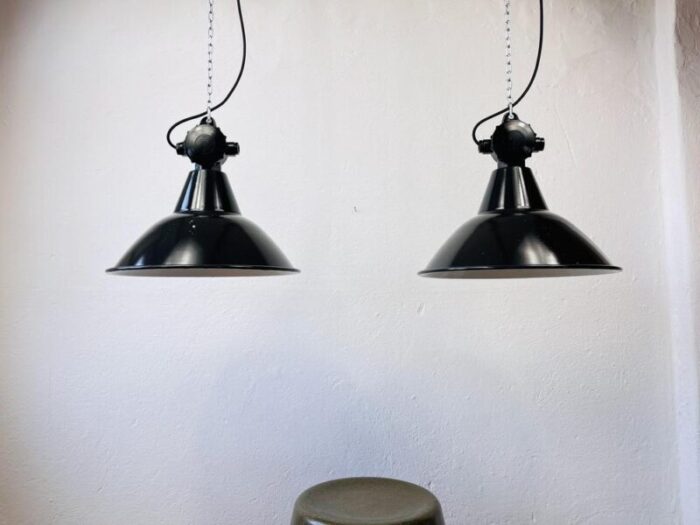 small factory ceiling lamps from veb gdr 1950s set of 2 1575