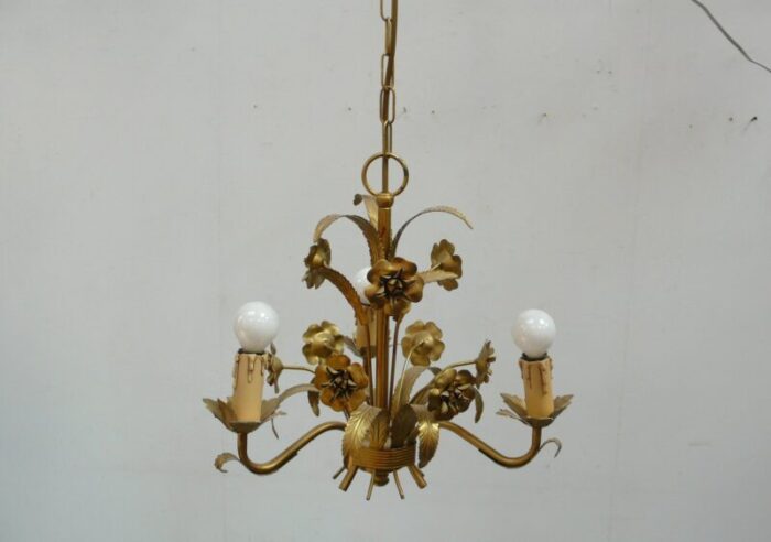 small metal chandelier 3 lights by hans koegl hollywood regency design 1960s 1