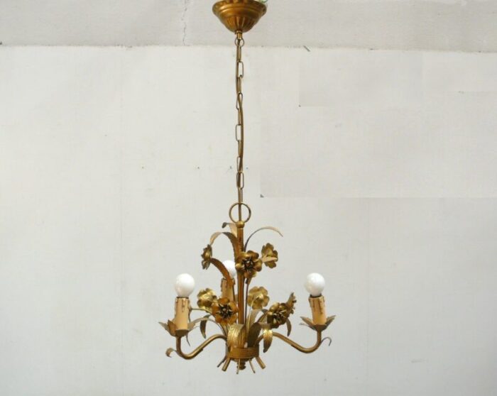 small metal chandelier 3 lights by hans koegl hollywood regency design 1960s 4