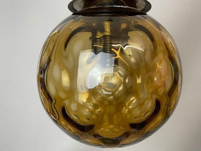 small mid century brown bubble glass hanging lamp 1960s 7