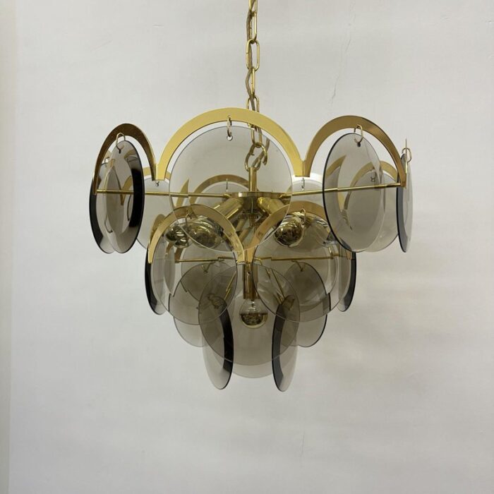 smoked glass pendant lamp 1970s 1