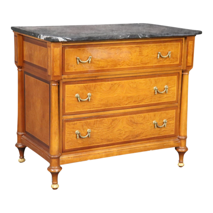 solid cherry signed francesco molon french directoire style marble nightstand 4902