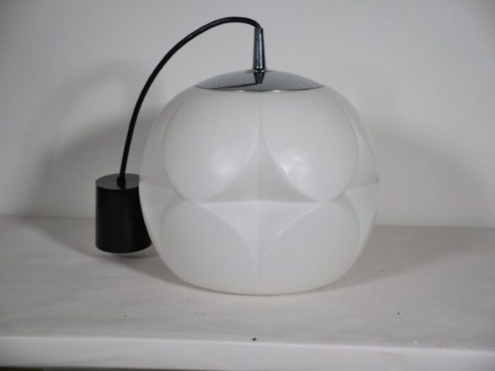 space age ceiling lamp in opal glass from peill and putzler 1970s 1